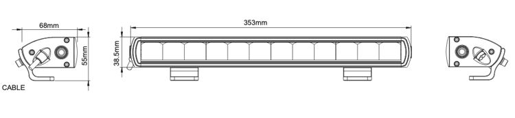 Световая балка дальнего света  9-36V, 60W, ALFATRUCK ATS5021