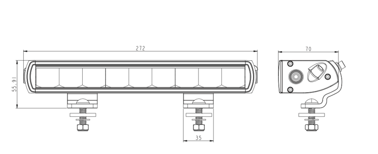 Световая балка ближнего и рабочего света 9-36V, 45W, ALFATRUCK ATS5090